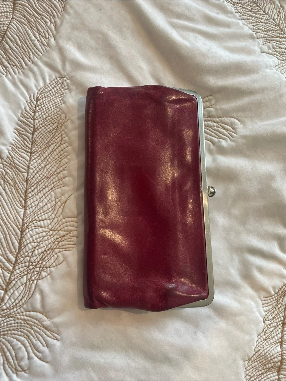 HOBO Burgundy Leather Frame Clasp Wallet